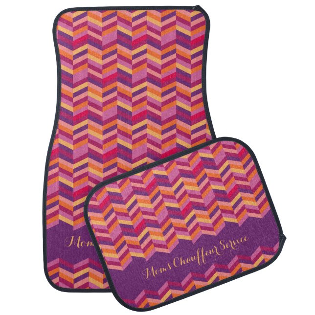 Purple pink Mom's Chauffeur Service car mats (Set)
