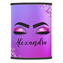 Purple Pink Monogram Glitter Eyelashes Modern Lamp Shade