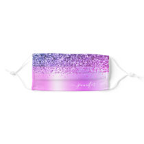 Purple Pink Monogrammed Script Glitter & Sparkle Adult Cloth Face Mask