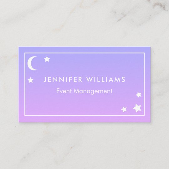 Purple Pink Moon & Stars Business Cards