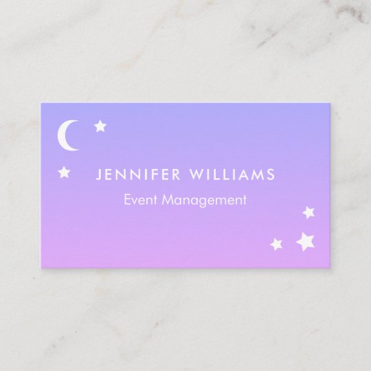 Purple Pink Moon & Stars Business Cards