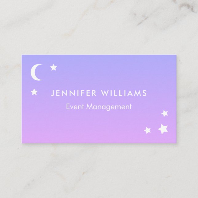 Purple Pink Moon & Stars Business Cards (Front)