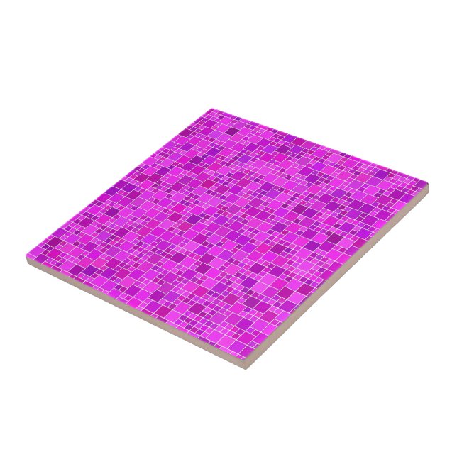 Purple Pink Mosaic - Beautiful Abstract - Chic Ceramic Tile (Side)