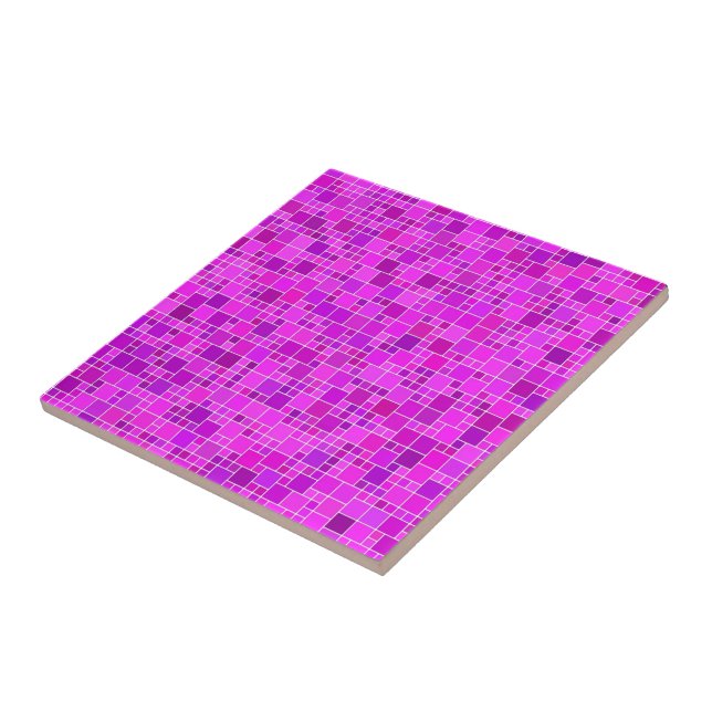 Purple Pink Mosaic - Beautiful Abstract - Elegant Ceramic Tile (Side)