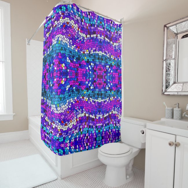 Purple Pink Mosaic Tile Pattern Shower Curtain
