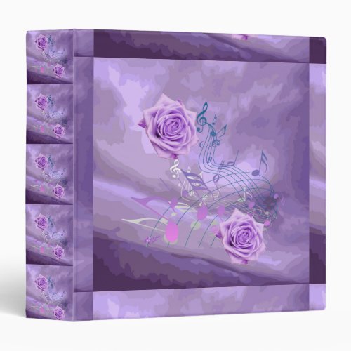 Purple  Pink Music Notes  Roses 1 12 Binder