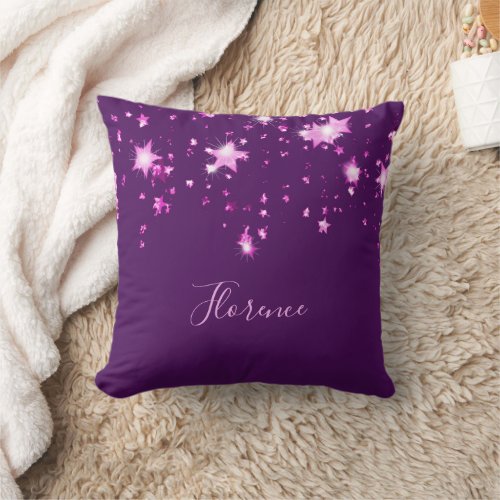 Purple pink name elegant throw pillow