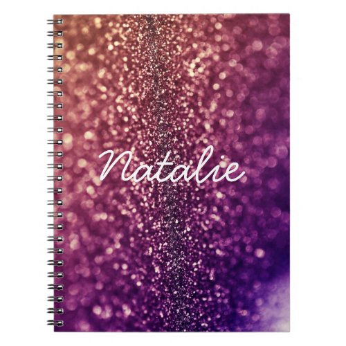 Purple pink name NATALIE sparkly glitter notebook