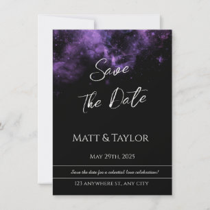 Purple & Pink Nebula Save the Date Card