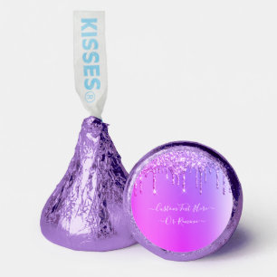 Purple Pink Neon Glitter Custom Text Gift Hershey®'s Kisses®