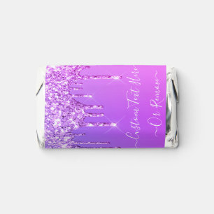 Purple Pink Neon Glitter Custom Text Name Gift Hershey's Miniatures