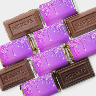 Purple Pink Neon Glitter Custom Your Text Name Hershey's Miniatures