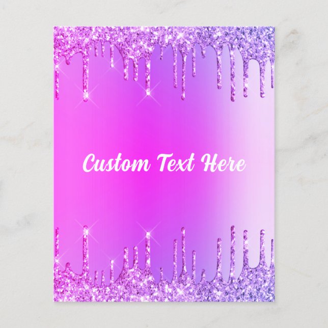 Purple Pink Neon Glitter Drips Custom Text Flyer (Front)