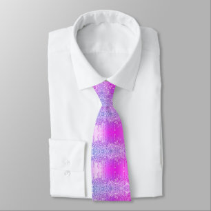 Purple Pink Neon Glitter Neck Tie