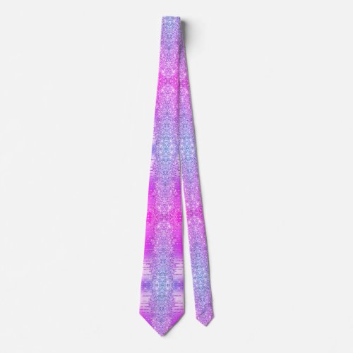 Purple Pink Neon Glitter Sparkle Drips Night Party Neck Tie