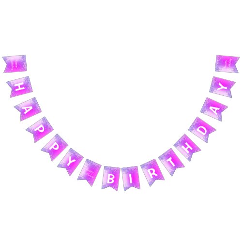 Purple Pink Neon Gold Glitter Drips Happy Bitrhday Bunting Flags