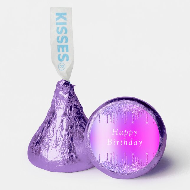 Purple Pink Neon Gold Happy Birthday Hershey®'s Kisses® (Front)