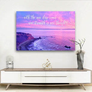 Purple Pink Ocean Sunset Photo Inspirational Quote Canvas Print