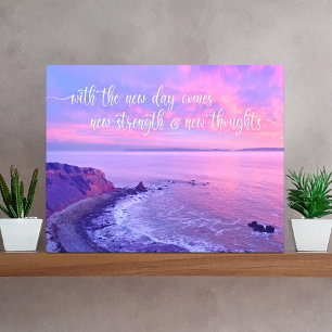 Purple Pink Ocean Sunset Photo Inspirational Quote Metal Print