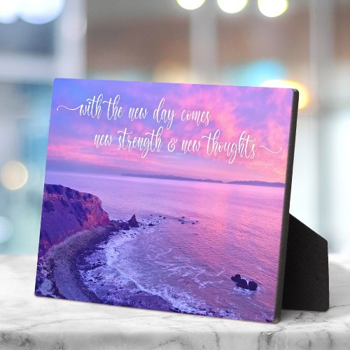 Purple Pink Ocean Sunset Photo Inspirational Quote Plaque