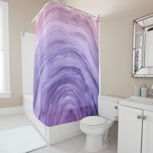 Purple Pink Ombre Agate II Watercolor Pattern Shower Curtain