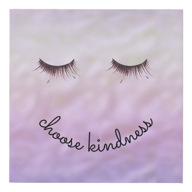 Purple Pink Ombre Black Eyelashes Kindness Faux Canvas Print (Front)