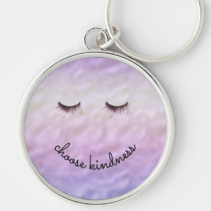 Purple Pink Ombre Black Eyelashes Kindness Keychain