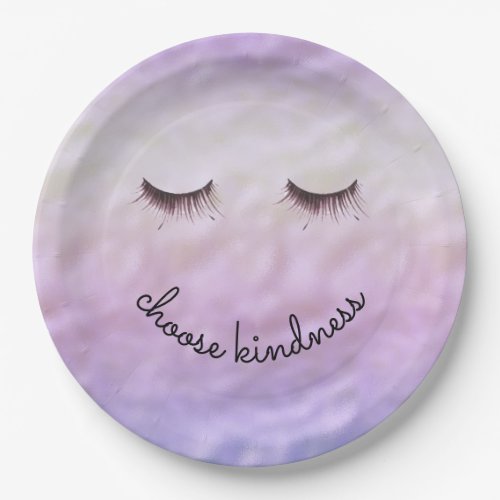 Purple Pink Ombre Black Eyelashes Kindness Paper Plates