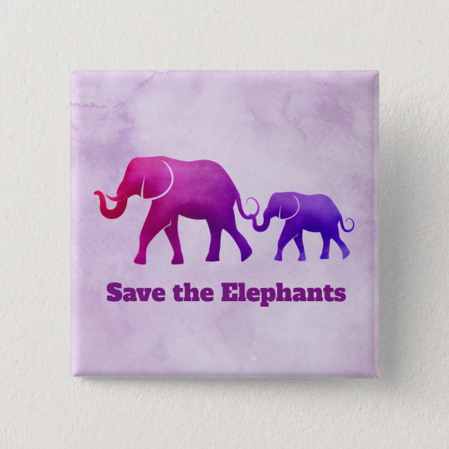 Purple Pink Ombre Elephant Cow Calf Button