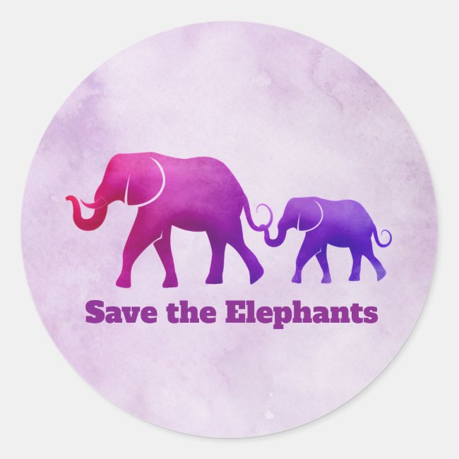 Purple Pink Ombre Elephant Cow Calf Sticker