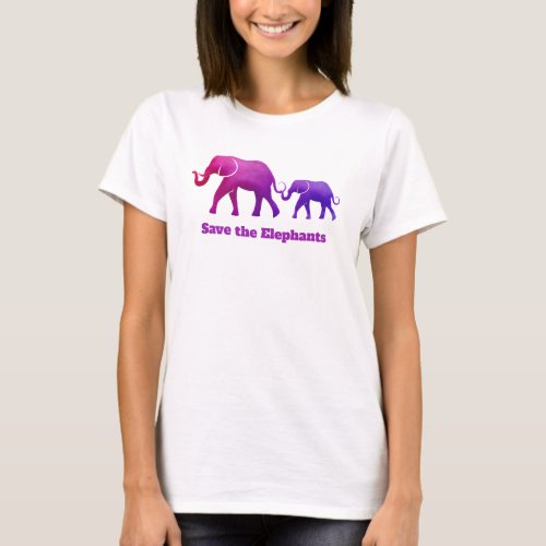 Purple Pink Ombre Elephant Cow Calf  T_Shirt