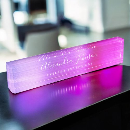 Purple Pink Ombre Eyelash Extensions Lashes Desk Name Plate