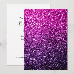 Purple Pink Ombre faux glitter sparkle Personalize Invitation