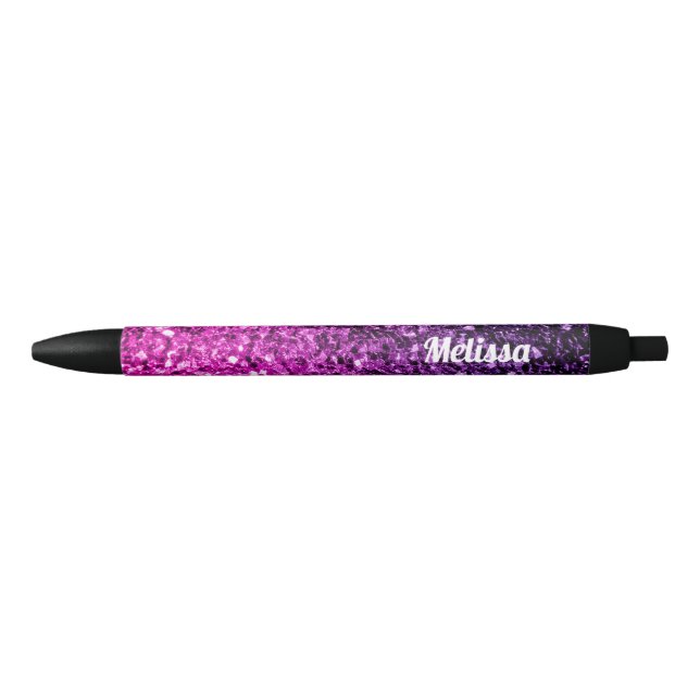 Purple Pink Ombre faux glitter sparkle Personalize Pen (Front)