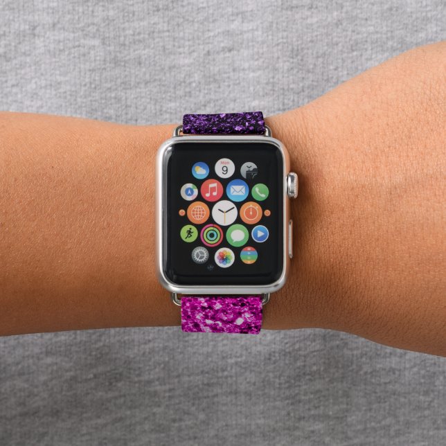 Purple Pink Ombre faux glitter sparkles Apple Watch Band (In Situ)