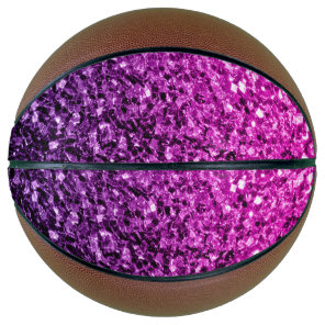 Purple pink ombre faux glitter sparkles bling basketball