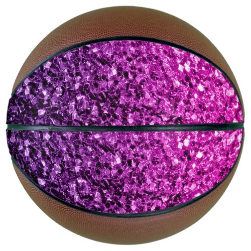 Purple pink ombre faux glitter sparkles bling basketball