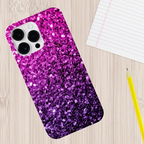 Purple Pink Ombre faux glitter sparkles bling  iPhone 15 Pro Case