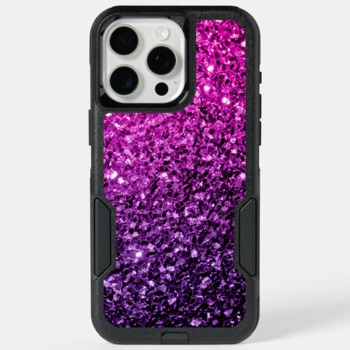 Purple pink ombre faux glitter sparkles bling iPhone 15 pro max case