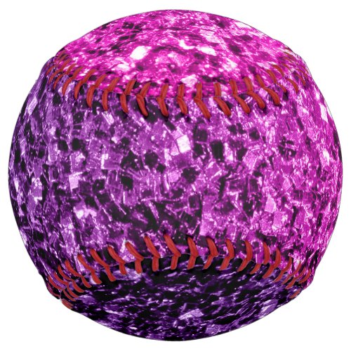 Purple pink ombre faux glitter sparkles bling softball