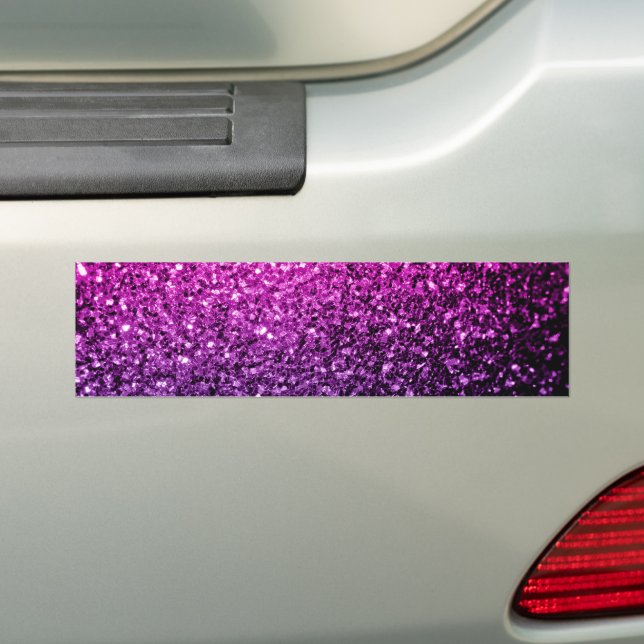 Purple Pink Ombre faux glitter sparkles Bumper Sticker (On Car)