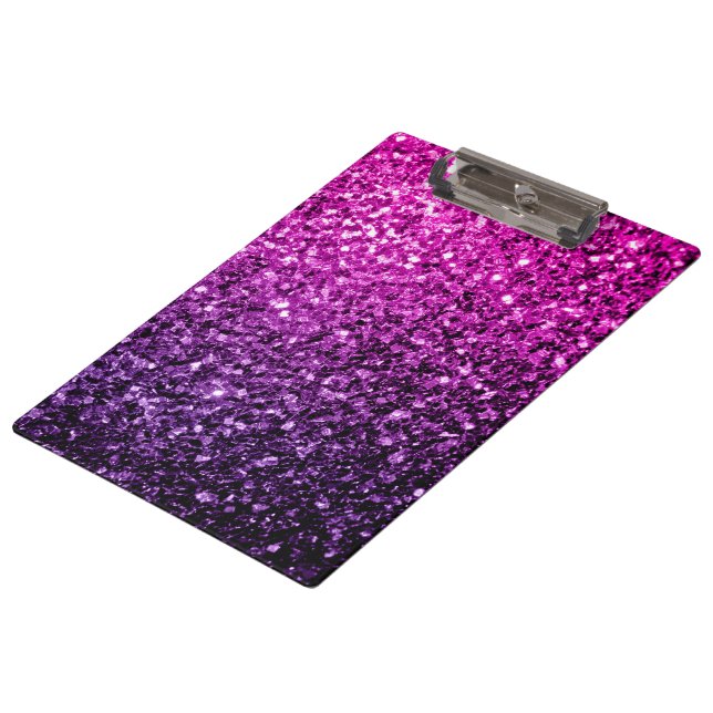 Purple Pink Ombre faux glitter sparkles Clipboard (Angled)