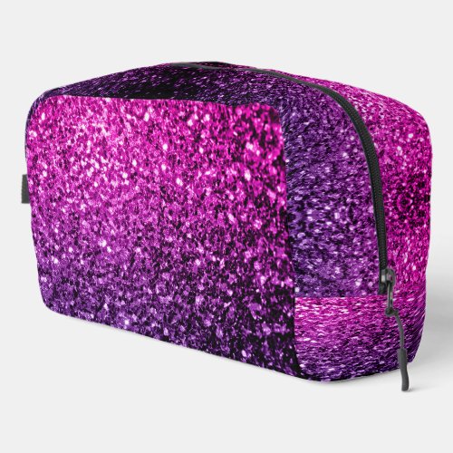 Purple pink ombre faux glitter sparkles dopp kit
