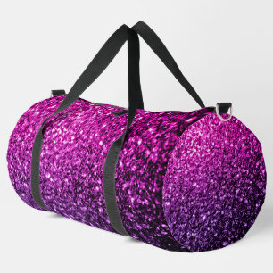 Purple pink ombre faux glitter sparkles duffle bag