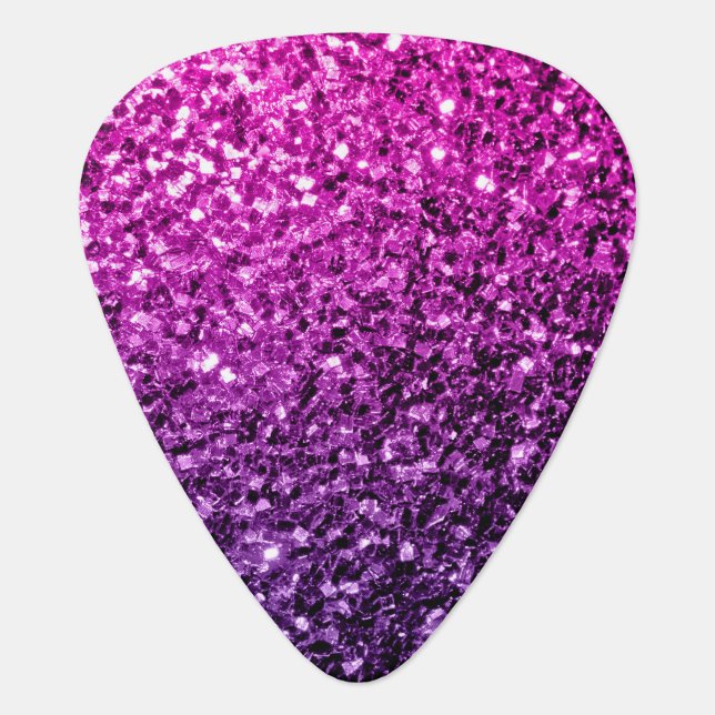 Purple Pink Ombre faux glitter sparkles Guitar Pick (Front)