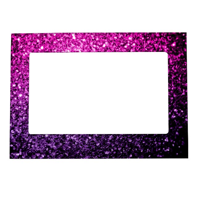 Purple Pink Ombre faux glitter sparkles Magnetic Photo Frame (Front)