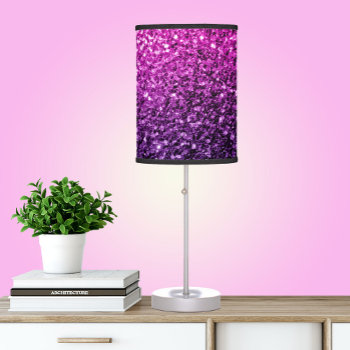 Purple Pink Ombre Faux Glitter Sparkles Table Lamp by PLdesign at Zazzle