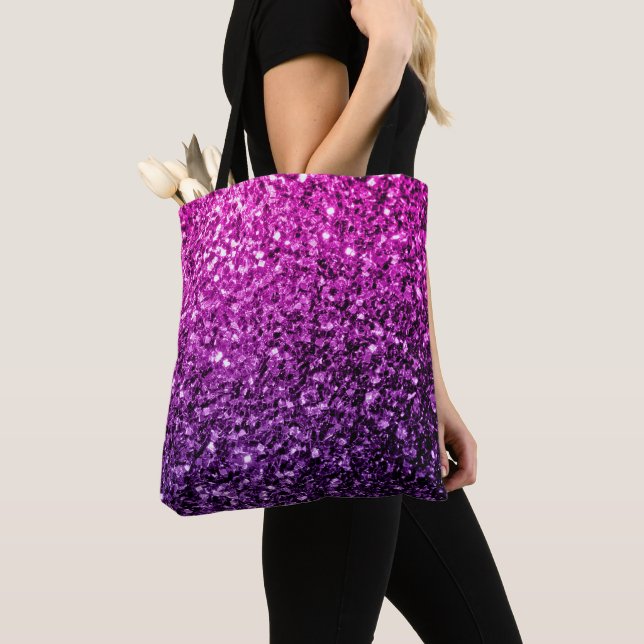 Purple Pink Ombre faux glitter sparkles Tote Bag (Close Up)