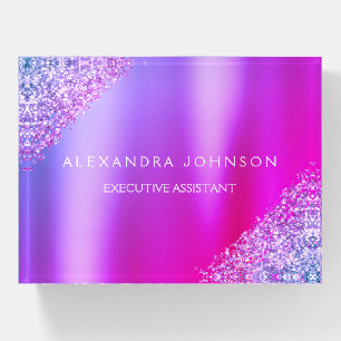 Purple Pink Ombre Glitter Office Business Paperweight
