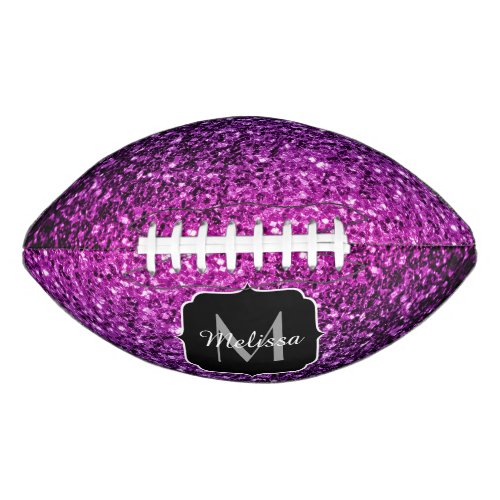 Purple pink ombre glitter sparkle Monogram name Football